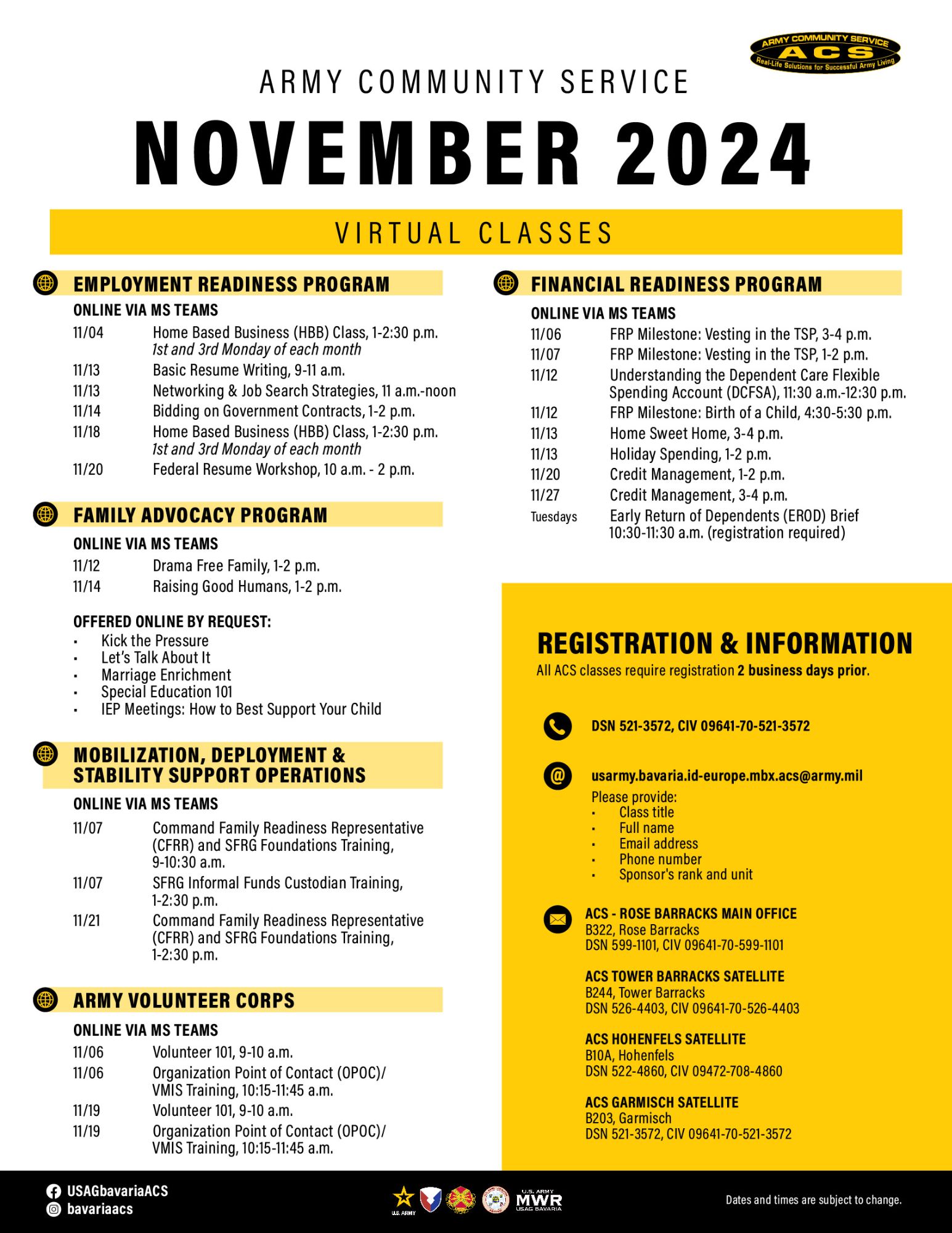 November 2024 ACS Classes (Virtual Format)