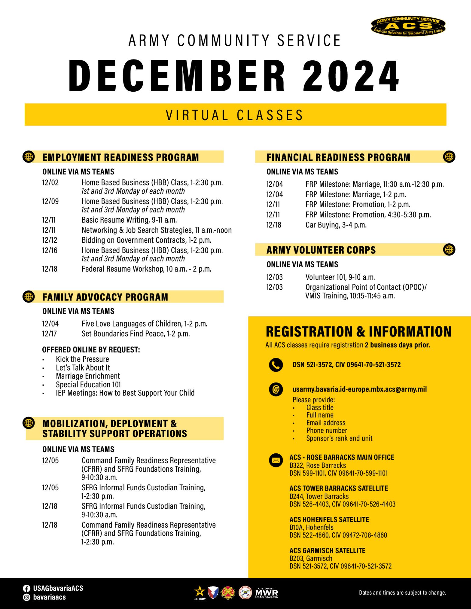 December 2024 ACS Classes (Virtual Format)