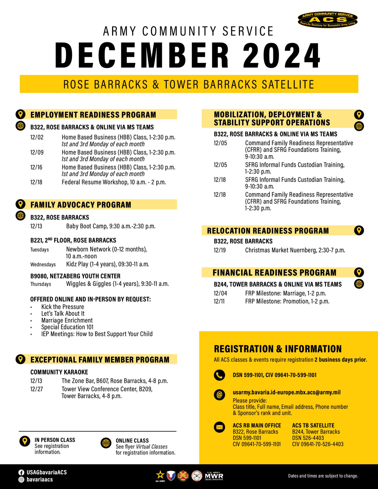 December 2024 ACS Classes (at Tower & Rose Barracks)